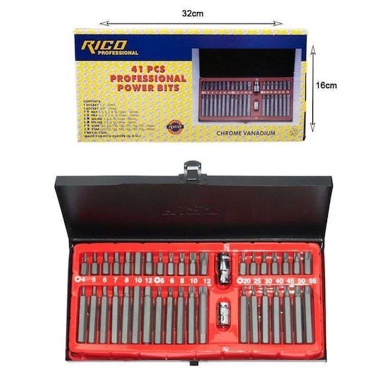 Rico Set Bit Steckschlüssel 41Stücke – 41 Stück Professionelle Power Bits 089094