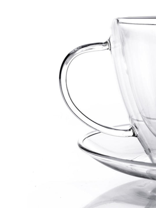 Duka Satz Tassen Kaffee Glas Transparent 380ml 2Stücke