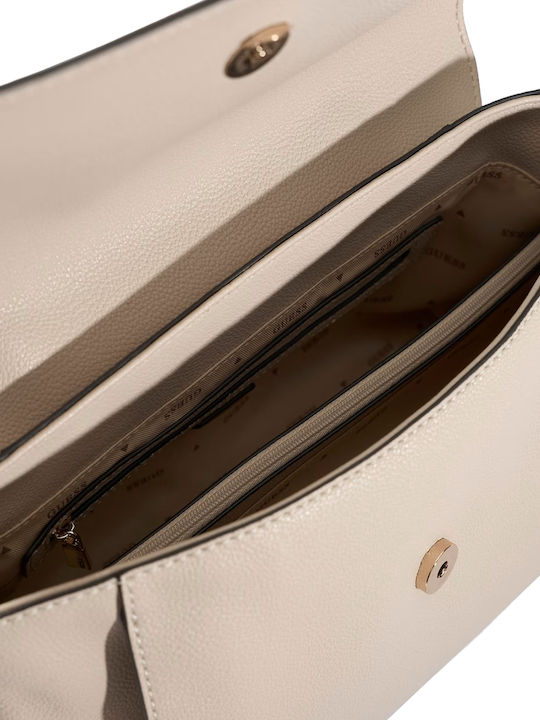 Damen Handtasche mit Klappe in Taupe