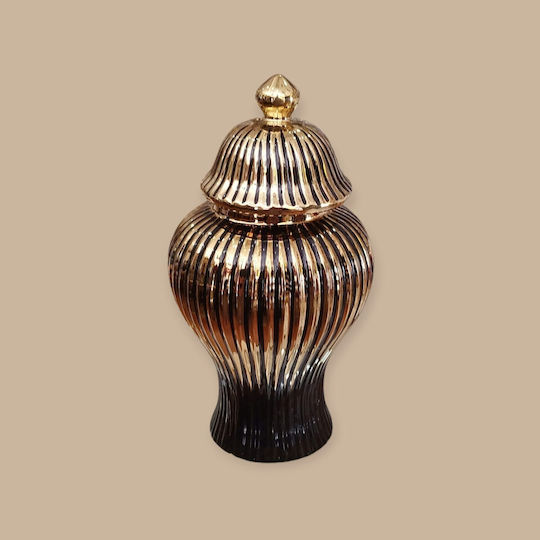 Keramisches Vase Rillen Abmessungen Schwarz 15,5xH29,5cm Keramisches Vase Rillen Abmessungen Schwarz 15,5xH29,5cm