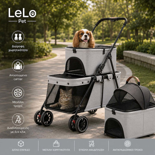 Carrier Stroller for Dog Cat Transport up to 25kg Grey