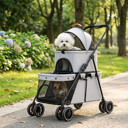 Carrier Stroller for Dog Cat Transport up to 25kg Grey