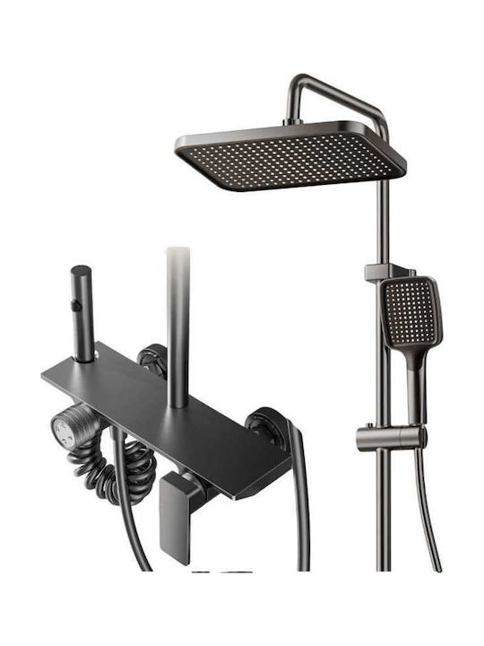 Duschsäule mit Wannenbatterie Grau