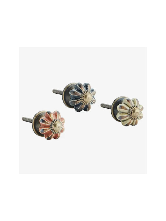Madam Stoltz Antik Möbelgriff aus Keramik & Metall Hazelnut Durchmesser 30mm TI-12014-ABC-HAZ