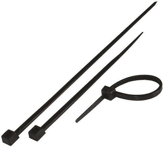Eurolamp Πλαστικά Δεματικά Καλωδίων 200mmx3.6mm σε Μαύρο χρώμα (100τμχ) 147-54107