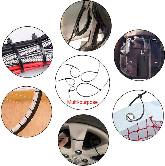 Powertech Legături Cablu Din Plastic 400mmx7.5mm Culoare Neagră 100 Buc TIES-062