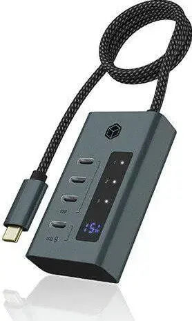 Icy Box Hub 10 Porturi USB 3.2 Cu Conectare USB-A Gri