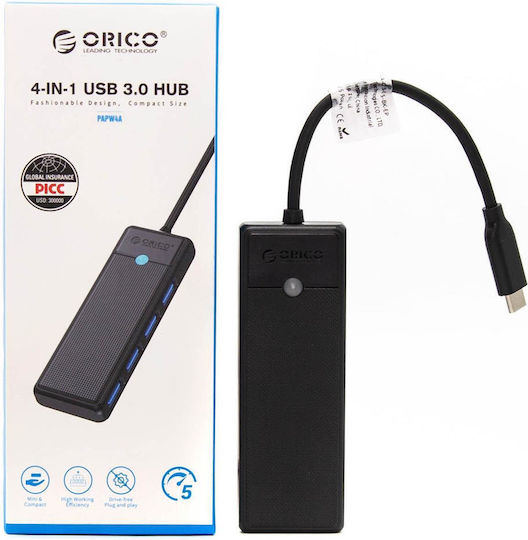 Orico USB-Hub 4 Anschlüsse USB 3.0 mit USB-C Anschluss