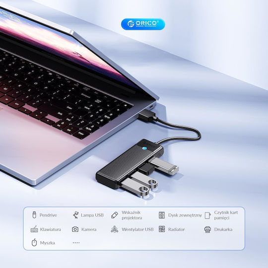 Orico USB-Hub 4 Anschlüsse USB 3.0 mit USB-C Anschluss