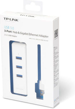 TP-LINK v1 Hub 3 Ports USB 3.0 with USB-A / Ethernet Connection White