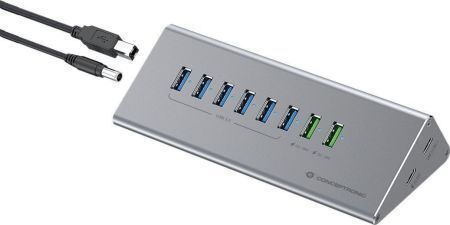 Conceptronic USB Хъб 10 Порта USB 3.0 с USB-C Връзка Сив