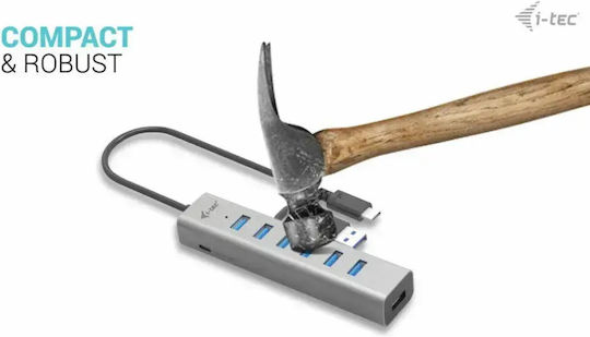 i-tec USB Хъб 7 Порта USB 3.2 с USB-C Връзка Сребрист