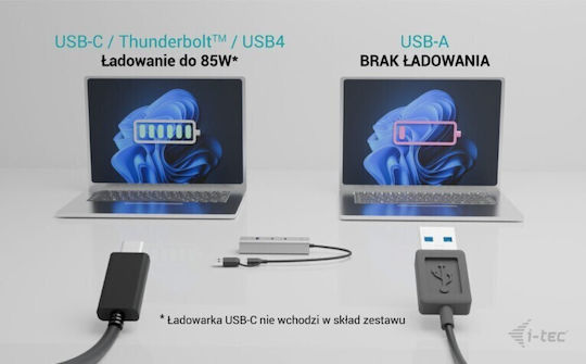 i-tec USB Хъб 4 Порта USB 2.0 с USB-C Връзка Сребрист