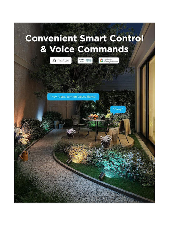 Govee Set de Proiectoare Smart LED pentru Exterior Outdoor Spotlight Lite RGBWIC 350 lm Reglabil Wi-Fi Bluetooth IP67 Rezistent la Apă Compatibil cu Alexa Google Assistant Iluminat Peisagistic
