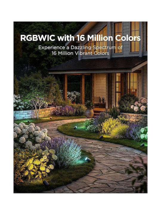 Govee Set de Proiectoare Smart LED pentru Exterior Outdoor Spotlight Lite RGBWIC 350 lm Reglabil Wi-Fi Bluetooth IP67 Rezistent la Apă Compatibil cu Alexa Google Assistant Iluminat Peisagistic