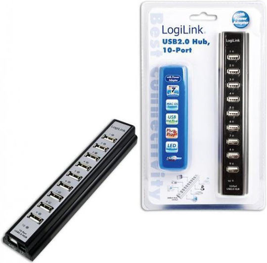 LogiLink Hub 10 Θυρών USB 2.0 με σύνδεση USB-A