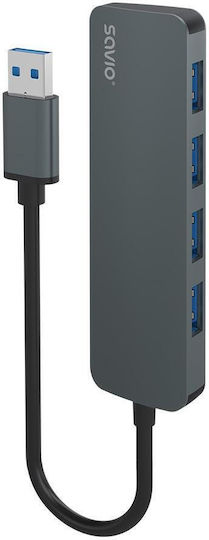 Savio 3-Port USB 3.1 Hub with USB-A Connection Gray