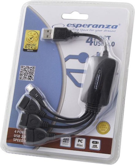 Esperanza USB Hub 4 Ports USB 2.0 with USB-A Connection