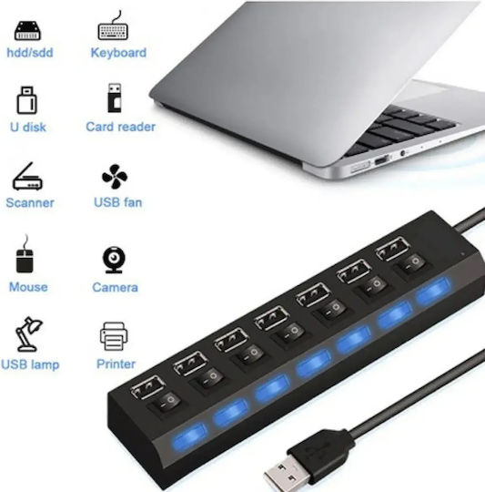 Treqa USB-Hub 7 Anschlüsse USB 3.0 mit USB-A Anschluss