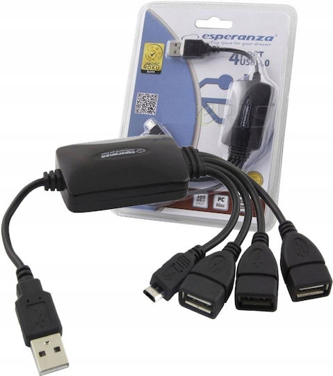 Esperanza USB Hub 4 Ports USB 2.0 with USB-A Connection