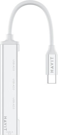 Havit HB41 USB Хъб с 4 USB 3.0 Порта и USB-C Интерфейс Сребрист