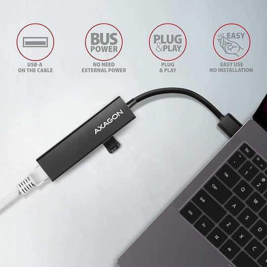 Axagon v1 USB Хъб с 4 Порта USB 3.2 с USB-A и Ethernet