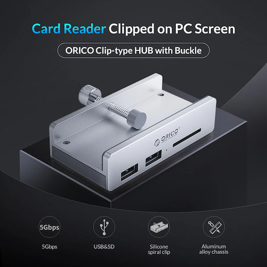 Orico USB 3.0 Hub with 2 Ports USB-A Silver