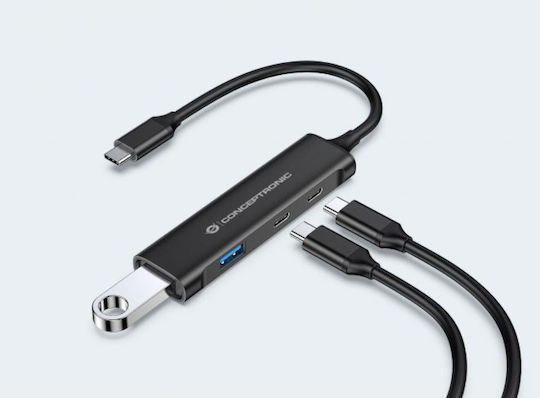 Conceptronic Hub 4 Porturi USB 3.2 cu Conectare USB-C Gri