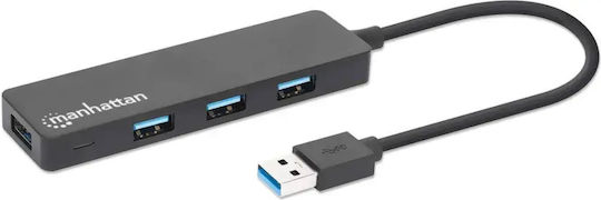 Manhattan IUSB3-HUB4M USB Хъб 4 Порта USB 3.2 с Връзка USB-A