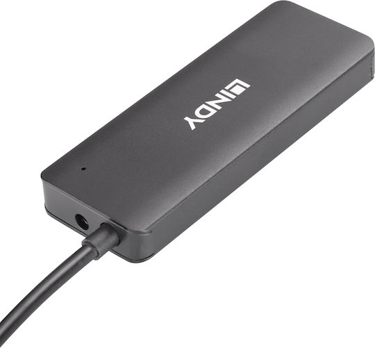 Lindy Hub 4 Θυρών USB 2.0 με σύνδεση USB-A Γκρι