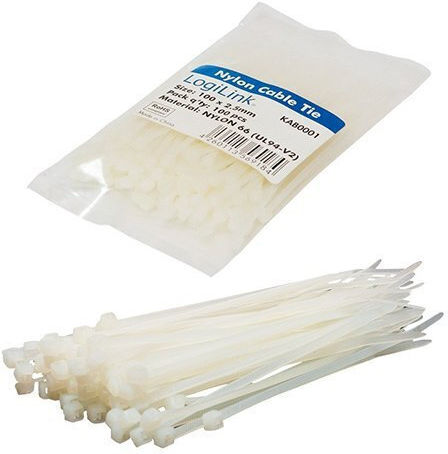 LogiLink Plastic Cable Ties 100mmx2.5mm In White Colour 100pcs KAB0001