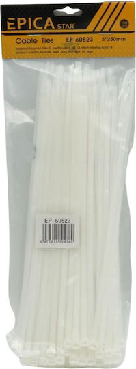 Epica Star Plastic Cable Ties 250mm x 5mm in White Colour 100pcs EP-60523