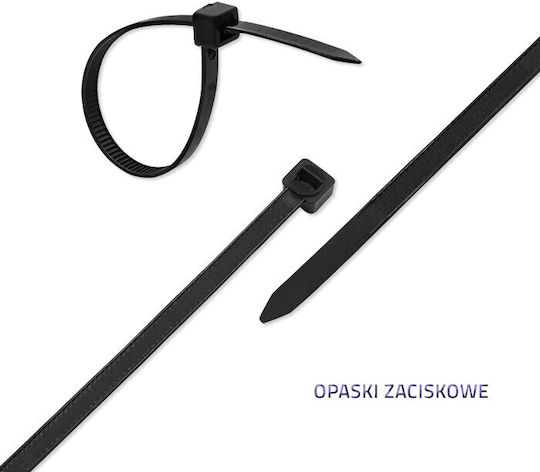 Qoltec Пластмасови Кабелни Аксесоари 350mmx7.2mm в Черен Цвят 50 бр 52220