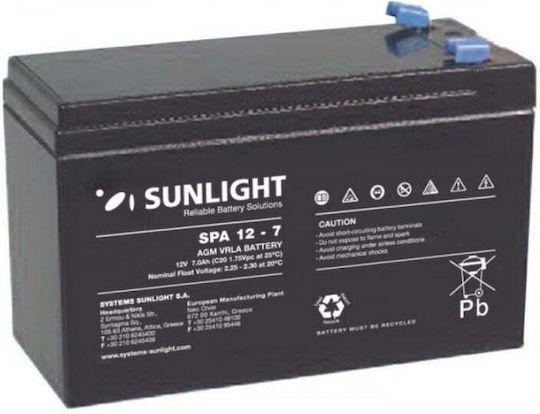 SunLight SP 12-7 Baterie UPS cu Capacitate 7Ah și Tensiune 12V 1buc