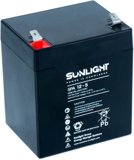SunLight SPA 12-5 Батерия UPS с Капацитет 5Ah и Напрежение 12V