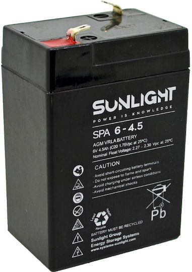 SunLight SPA 6-4.5 Μπαταρία UPS με Χωρητικότητα 4.5Ah και Τάση 6V