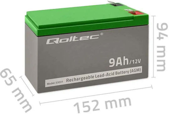 Qoltec UPS Battery with Capacity 9Ah and Voltage 12V 53031 1pcs