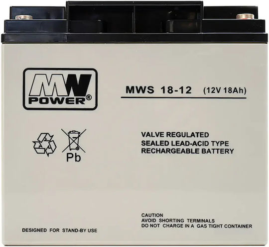 MW Power MWS 18-12 Батерия UPS с Капацитет 18Ах и Напрежение 12V 1бр