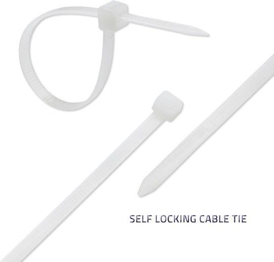 Qoltec Πλαστικά Δεματικά Καλωδίων 200mmx3.6mm σε Λευκό χρώμα (100τμχ) 52199