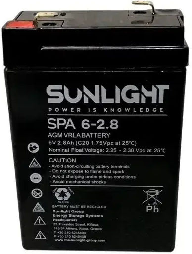 SunLight SPA 6-2.8 UPS Battery with Capacity 2.8Ah and Voltage 6V 1pcs
