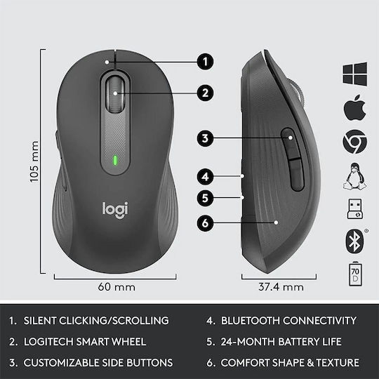 Logitech Signature MK650 Безжично Комплект клавиатура и мишка Английски US Черен