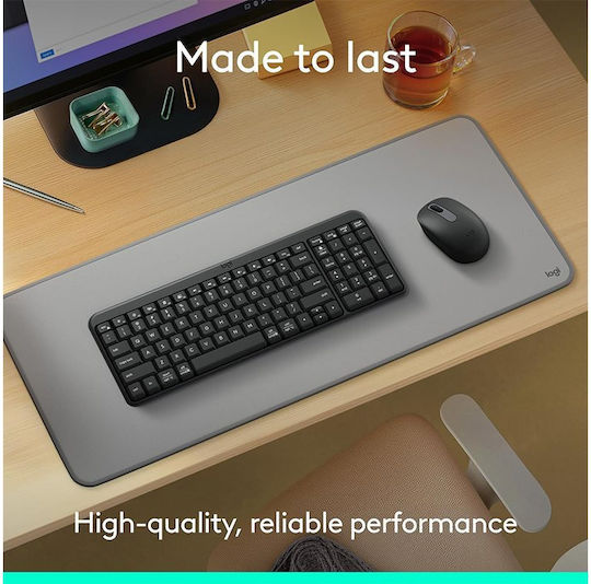 Logitech MK250 Compact Безжично Комплект клавиатура и мишка Гръцка Черен