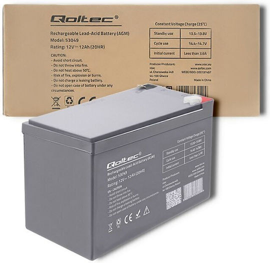 Qoltec Батерия UPS с Капацитет 12Ах и Напрежение 12V 53049 1бр