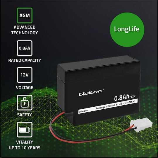 Qoltec Baterie UPS cu Capacitate 0.8Ah și Tensiune 12V 53029 1buc