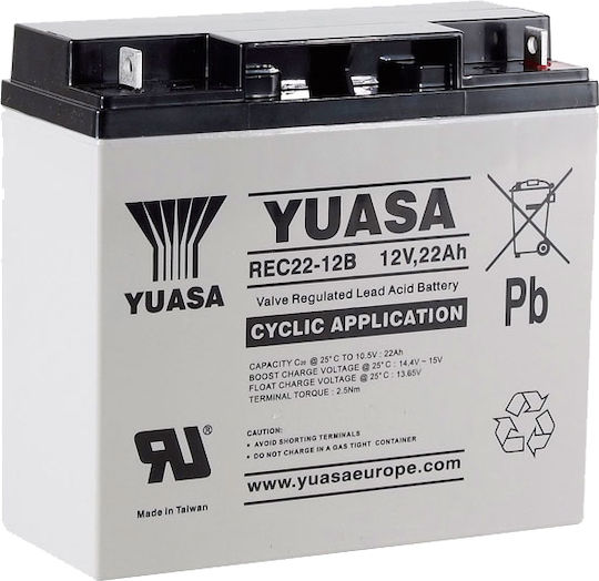 Yuasa REC22-12 Батерия UPS с Капацитет 22Ах и Напрежение 12V 1бр