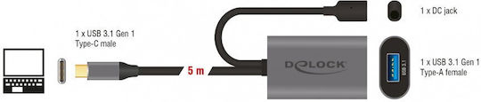 Delock Active Usb 3.1-c Gen 1 To Usb-a T-m Cable 5m Black Delock 85391