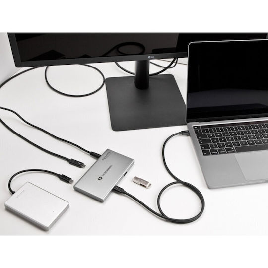 DeLock Thunderbolt 4 Docking Station με 4K και σύνδεση 2 Οθονών Ασημί (64157)