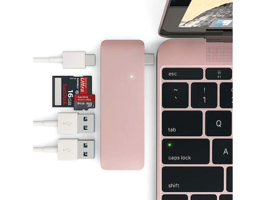 Satechi Type-C USB 3.0 3in1 Combo Hub USB-C Docking Station με Ροζ Χρυσό