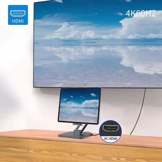 Wiwu 8-in-1 USB-C Stație de andocare cu HDMI 4K PD Gri