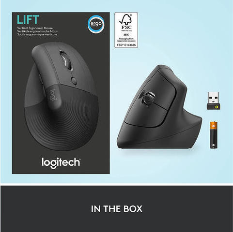 Logitech Lift Ασύρματο Εργονομικό Vertical Ποντίκι Μαύρο